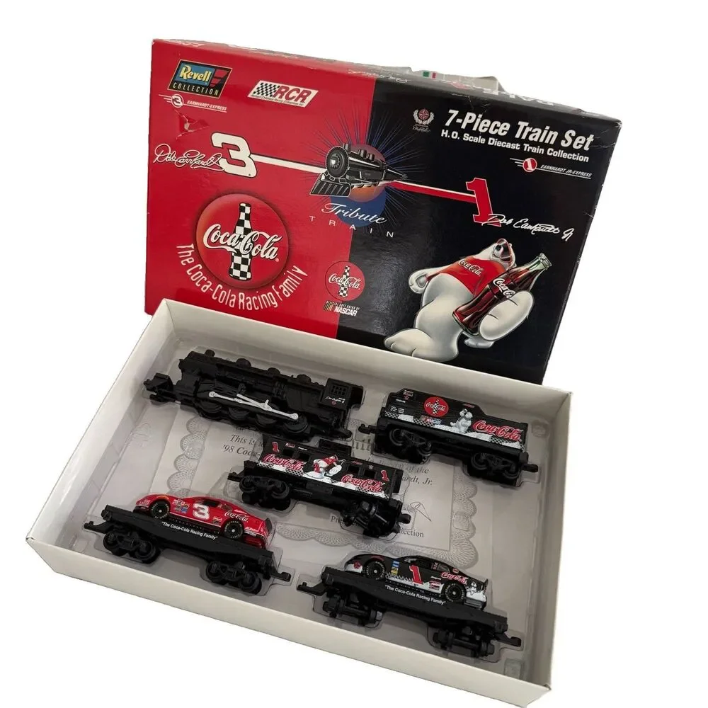 1998 Dale Earnhardt Dale Jr Coca Cola Coke Nascar 7pc HO Train Set Collectible